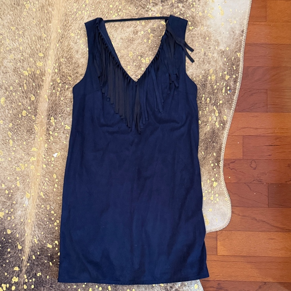 C. Luce Navy Fringe Mini Dress